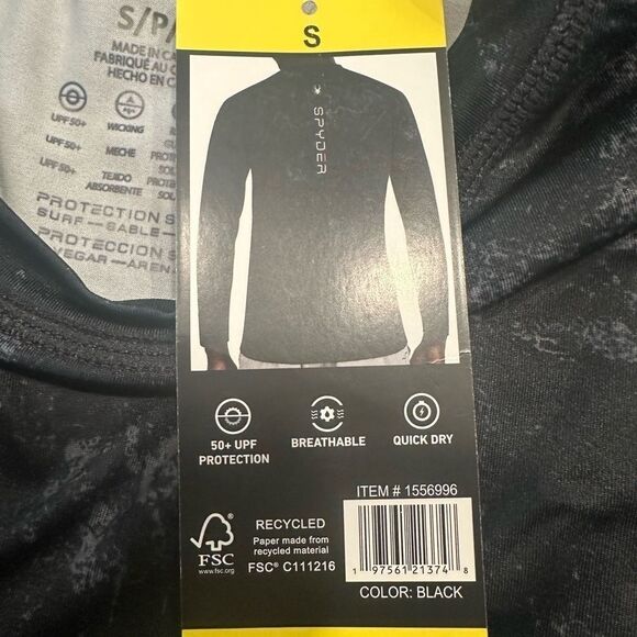 Spyder swim rashguard shirt men’s S new with tags black grey - Picture 6 of 11